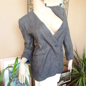 Vintage Tweed Wool Blazer Black Jones New York 8P